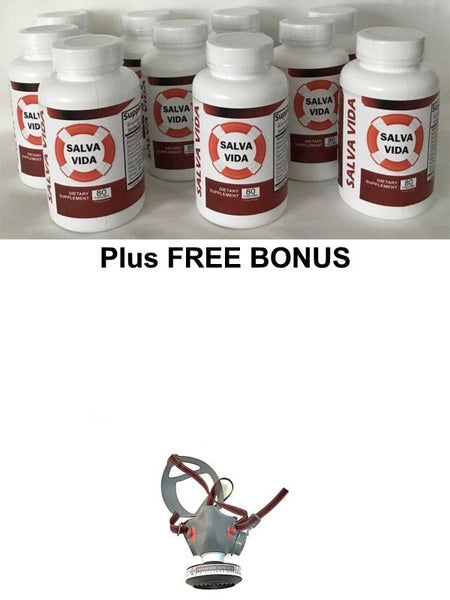 Salvavida Supplements - 1 Year Supply - 10 Pack - Plus FREE BONUS - Half Mask With P3 ULPA NANO Filter